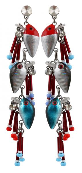 Navy Love Massai Goes Fishing earrings - Konplott
